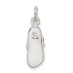 Sterling Silver CZ and Pink Enameled Flip Flop Charm