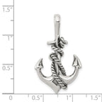 Sterling Silver Antiqued Anchor and Rope Pendant