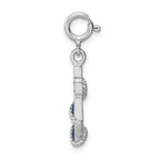 Sterling Silver Rhodium-plated Preciosa Crystals and Blue Enamel Anchor Charm