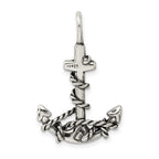 Sterling Silver 3D Antiqued Anchor and Rope Pendant