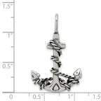 Sterling Silver 3D Antiqued Anchor and Rope Pendant