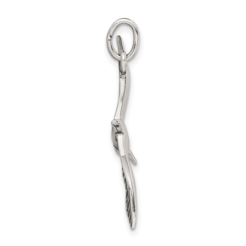 Sterling Silver Antiqued Wing Spread Seagull Charm