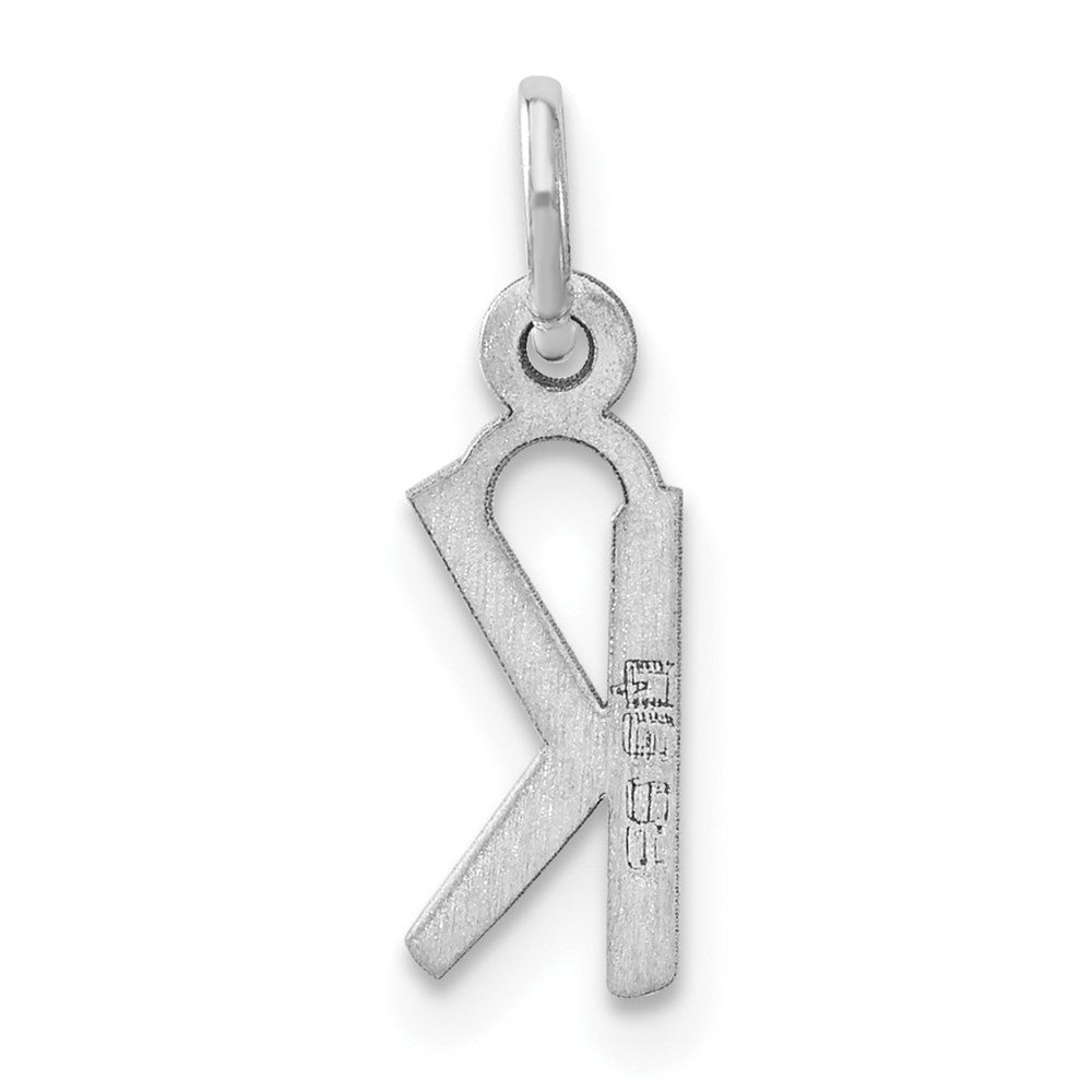 Sterling Silver Small Slanted Block Initial K Charm