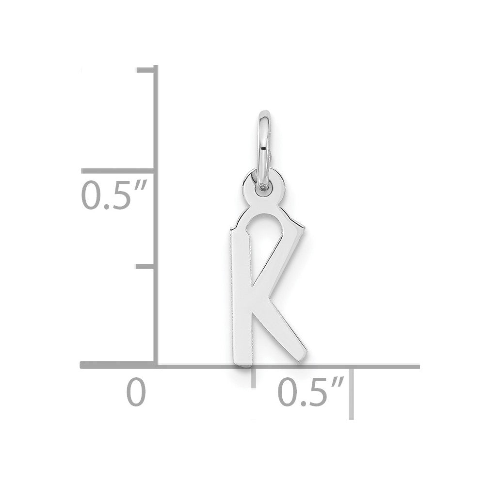 Sterling Silver Small Slanted Block Initial K Charm