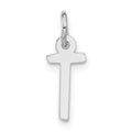 Sterling Silver Polished Small Slanted Block Initial T Charm