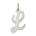 Sterling Silver Rhodium-plated Script Letter L Initial Charm