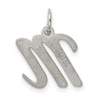 Sterling Silver Rhodium-plated Script Letter M Initial Charm