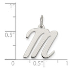 Sterling Silver Rhodium-plated Script Letter M Initial Charm