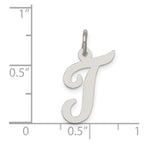Sterling Silver Rhodium-plated Script Letter T Initial Charm