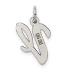 Sterling Silver Rhodium-plated Script Letter V Initial Charm