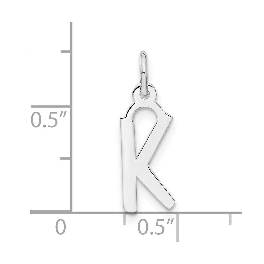 Sterling Silver Medium Slanted Block Initial K Charm