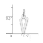Sterling Silver Polished Medium Slanted Block Initial V Charm