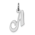 Sterling Silver Rhodium-plated Fancy Script Letter A Initial Charm
