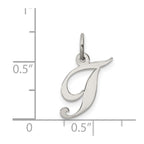 Sterling Silver Rhodium-plated Fancy Script Letter T Initial Charm