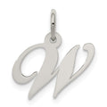 Sterling Silver Rhodium-plated Fancy Script Letter W Initial Charm