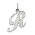 Sterling Silver Rhodium-plated Fancy Script Letter R Initial Charm