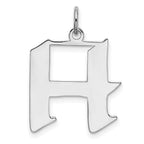 Sterling Silver Rhodium-plated Artisan Block Letter H Initial Charm