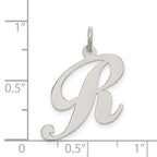 Sterling Silver Rhodium-plated Fancy Script Letter R Initial Charm