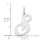 Sterling Silver Rhodium-plated Fancy Script Letter S Initial Charm