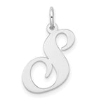 Sterling Silver Rhodium-plated Fancy Script Letter S Initial Charm