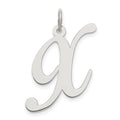 Sterling Silver Rhodium-plated Fancy Script Letter X Initial Charm