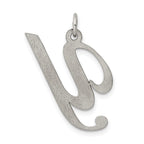 Sterling Silver Rhodium-plated Fancy Script Letter Y Initial Charm