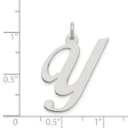 Sterling Silver Rhodium-plated Fancy Script Letter Y Initial Charm
