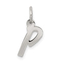 Sterling Silver Rhodium-plated Letter P Initial Charm