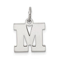Sterling Silver Rhodium-plated Block Letter M Initial Charm