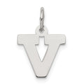 Sterling Silver Rhodium-plated Block Letter V Initial Charm