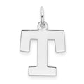 Sterling Silver Rhodium-plated Block Letter T Initial Charm