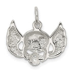 Sterling Silver CZ Skull with Wings Charm