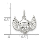 Sterling Silver CZ Skull with Wings Charm