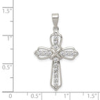 Sterling Silver Rhodium-plated CZ Cross Pendant