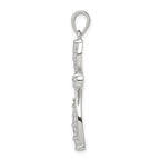 Sterling Silver Rhodium-plated CZ Cross Pendant