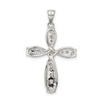 Sterling Silver Rhodium-plated CZ Cross Pendant