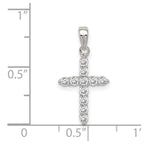 Sterling Silver Rhodium-plated CZ Cross Pendant