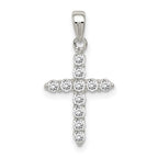 Sterling Silver Rhodium-plated CZ Cross Pendant