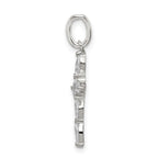 Sterling Silver Rhodium-plated CZ Cross Charm