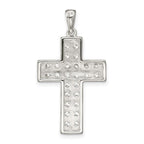 Sterling Silver Rhodium-plated CZ Latin Cross Pendant