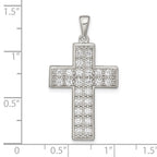 Sterling Silver Rhodium-plated CZ Latin Cross Pendant