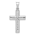 Sterling Silver Rhodium-plated Diamond -Cut Cross Pendant