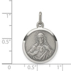 Sterling Silver Antiqued Sacred Heart of Jesus Medal