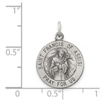 Sterling Silver Antiqued Saint Francis of Assisi Medal