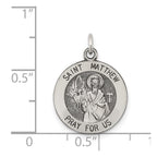 Sterling Silver Antiqued Saint Matthew Medal