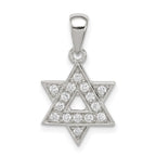 Sterling Silver Rhodium-plated CZ Star of David Pendant