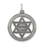 Sterling Silver Antiqued Star of David Disc Charm