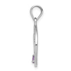 Sterling Silver Rhodium-plated Amethyst Happy Birthday Pendant
