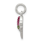 Sterling Silver Pink and Green Stellux Crystal Ice Cream Cone Charm