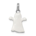 Sterling Silver Rhodium-platedWhite Enamel Ghost Charm